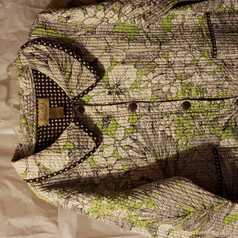 White with light green and brown Jacket Peck & Peck Weekend Size XL